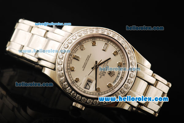 Rolex Day-Date Automatic Movement ETA Coating Case with Diamond Markers/Bezel and Steel Strap - Click Image to Close